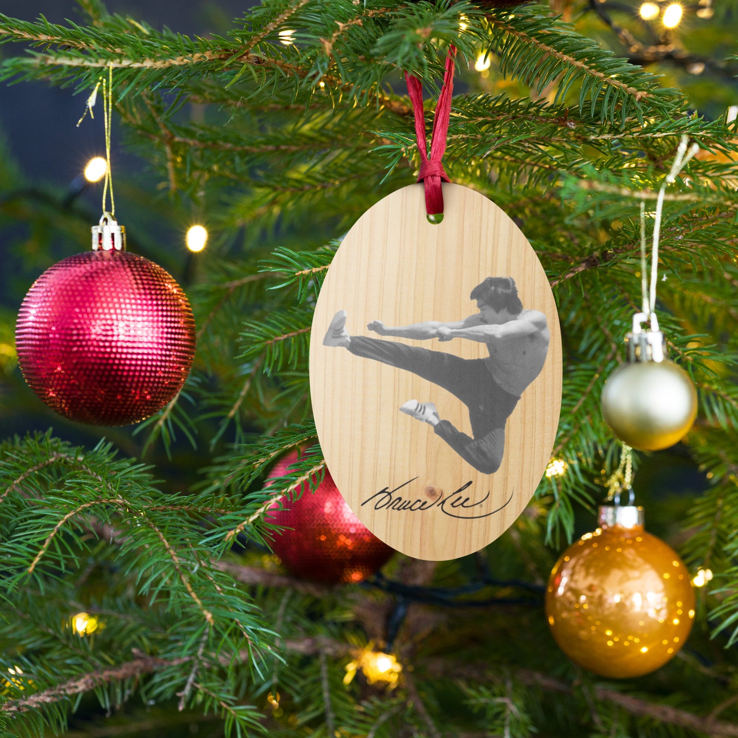 Dragon Kick Wooden Ornament